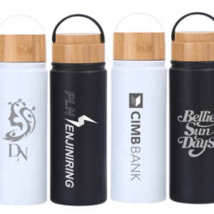 Tumbler Bamboo Custom Stainless 550ml Double Wall Tutup Kayu
