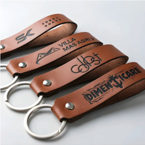 Gantungan Kunci Kulit Custom Nama & Logo