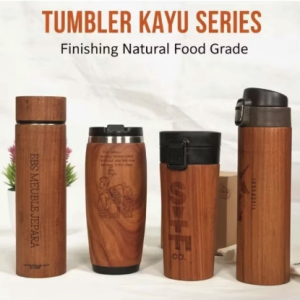 Tumbler Kayu Jati Custom Nama & Logo
